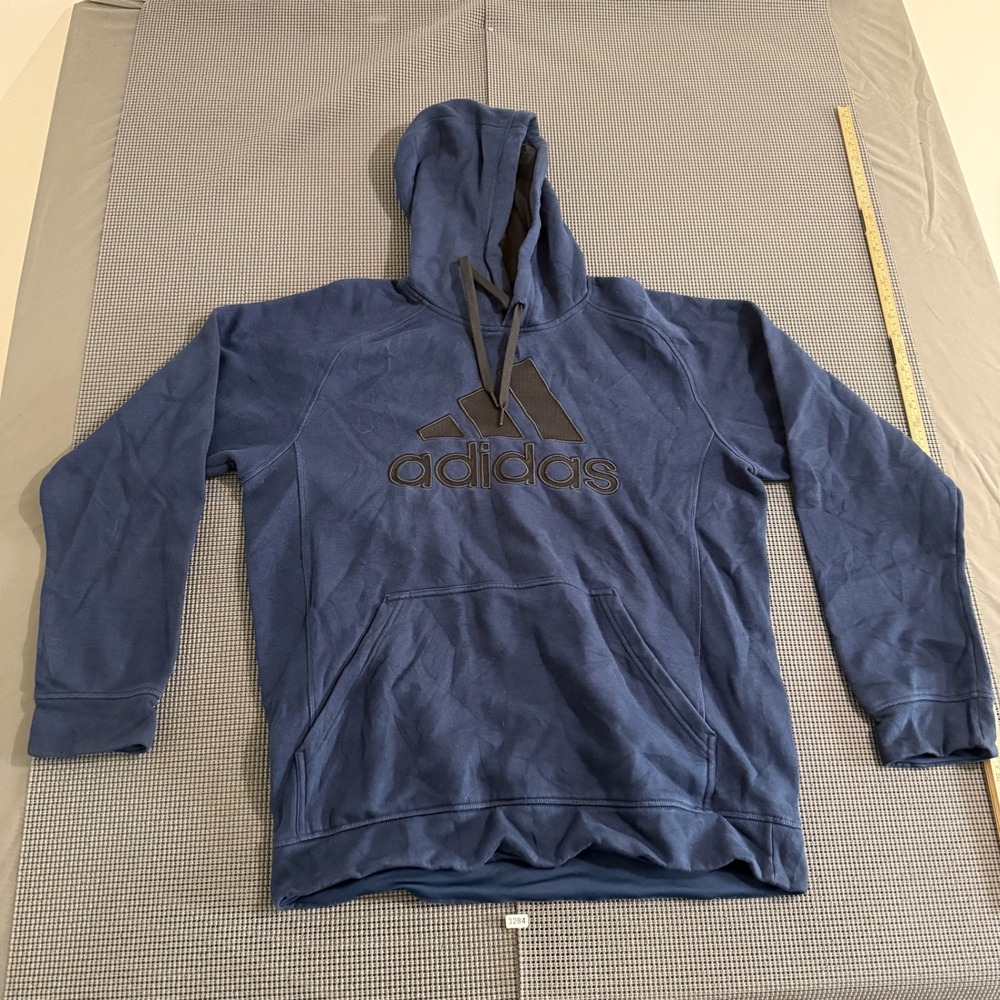 Adidas Mens Navy Blue Graphic Logo Pullover Hoodie Size M